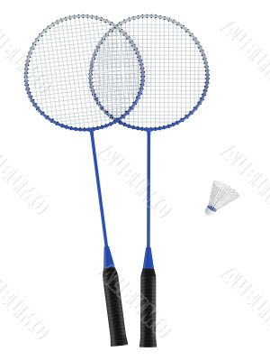 Two badminton racquets with shuttlecock