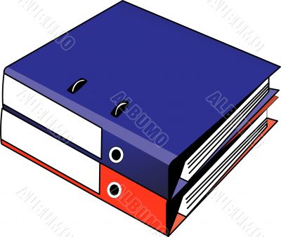 Two binders red and blue