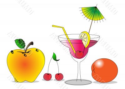 fruits and alcoholic cocktail 