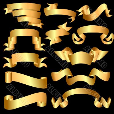 set gold meanderring tapes on blac