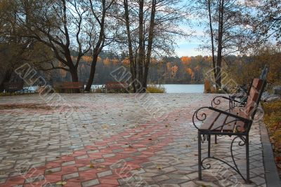 Autumn park by the lake