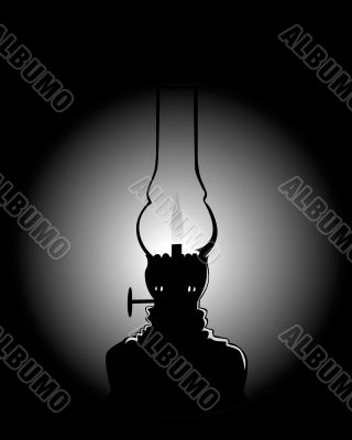 black silhouette of a kerosene lamp