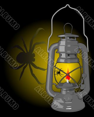 kerosene lamp with a spider