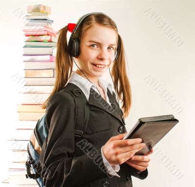 Teen girl with electronic book