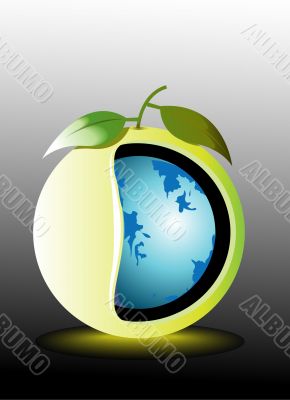 World Map and apple