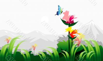 Beautiful illustration with colorful butterfly 