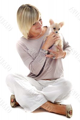 girl and chihuahua