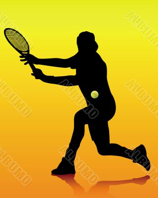 black silhouette of a tennis player