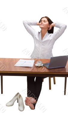 beautiful girl  with cap of coffee and laptop