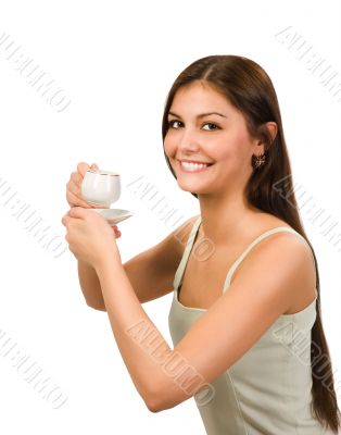 girl with cap of coffee