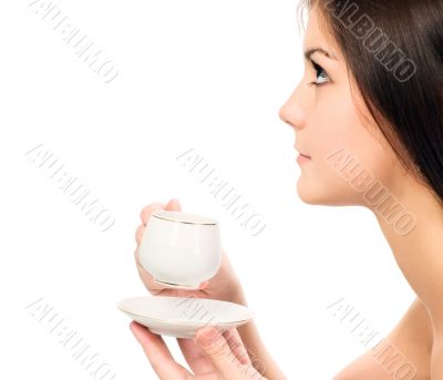 girl with cap of coffee