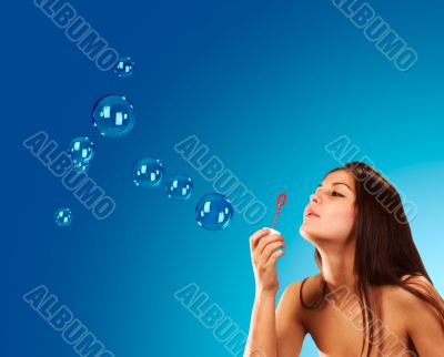 Girl with soap bubbles