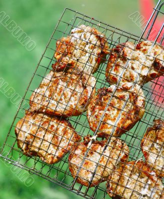 Steaks in Barbecue grill