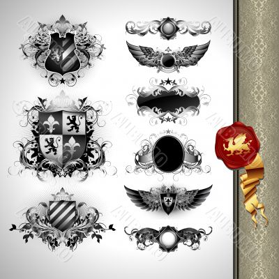 medieval heraldry shields