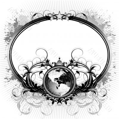 world with ornate frame