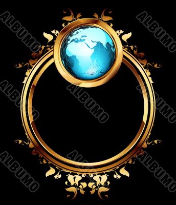 world with ornate frame