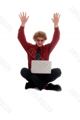 Businessman sitting with Laptop