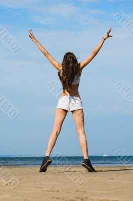 Exercising on the beach