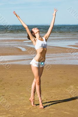 Exercising on the beach