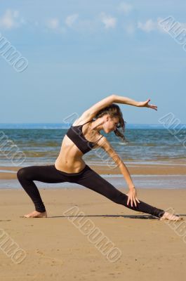 Exercising on the beach