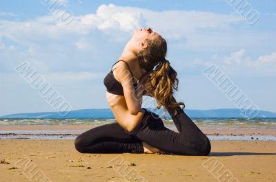 Exercising on the beach