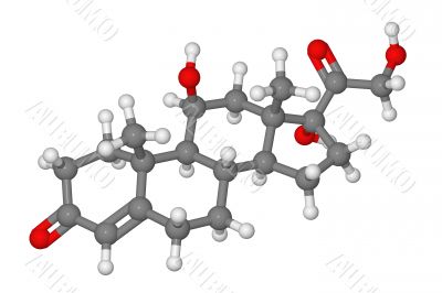 Ball and stick model of cortisol molecule