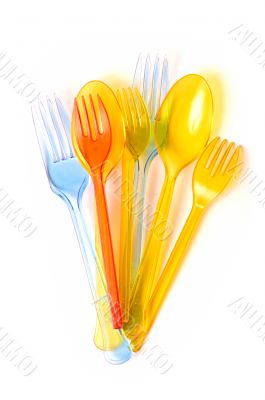 colored forks and spoons