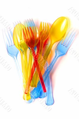 colored forks and spoons