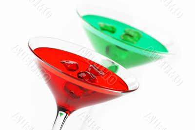 Martini glass with   coctails isolated on white