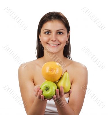 pretty girl with fruit