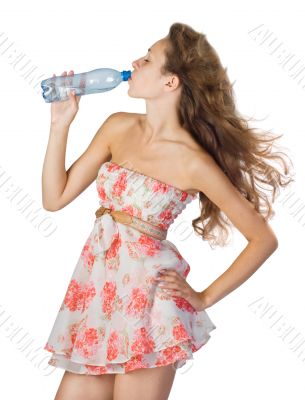 Young girl with bottle of water