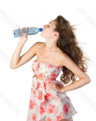 Young girl with bottle of water