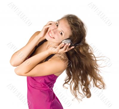 beautiful girl listening to music