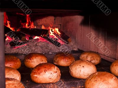 oven with  bread