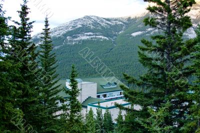 Green roof building in the mountains