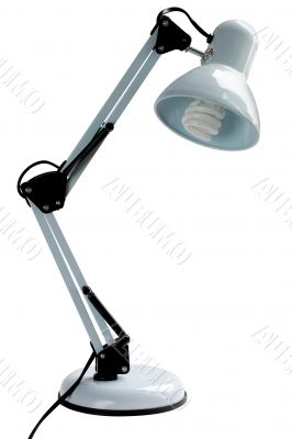 White desk lamp with energy saving bulb