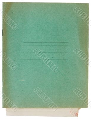 Old green exercise book cover