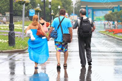 three in the rain