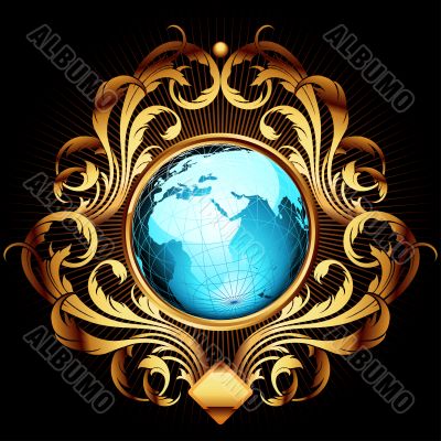 world with ornate frame
