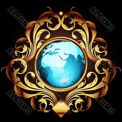 world with ornate frame