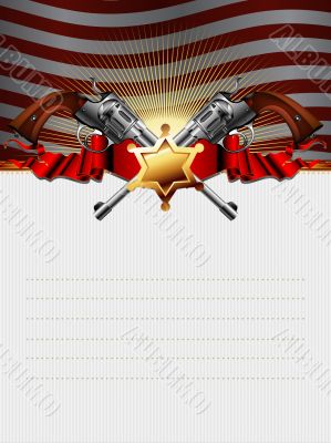  sheriff star with guns and usa background