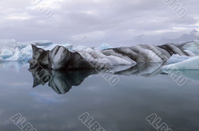 Blue lagoon with ice