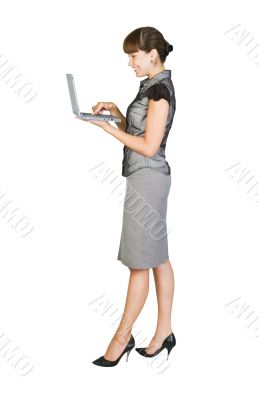  Beautiful businesswoman with laptop