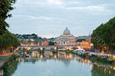 Angelo bridge and St. Peter`s Basilica