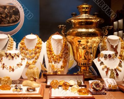 Russian gold samovar in show-window