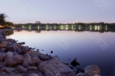 wascana lake at night