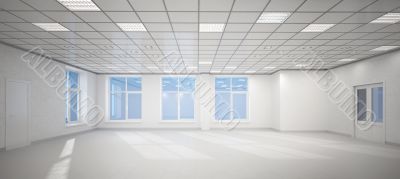 3D big empty white office