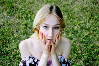 The young girl in park