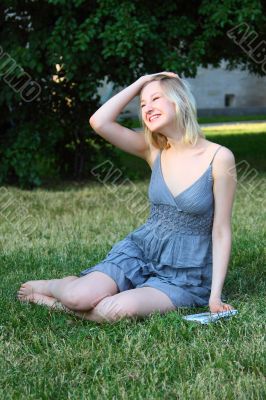 The young girl in park