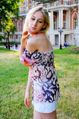 The young girl in park